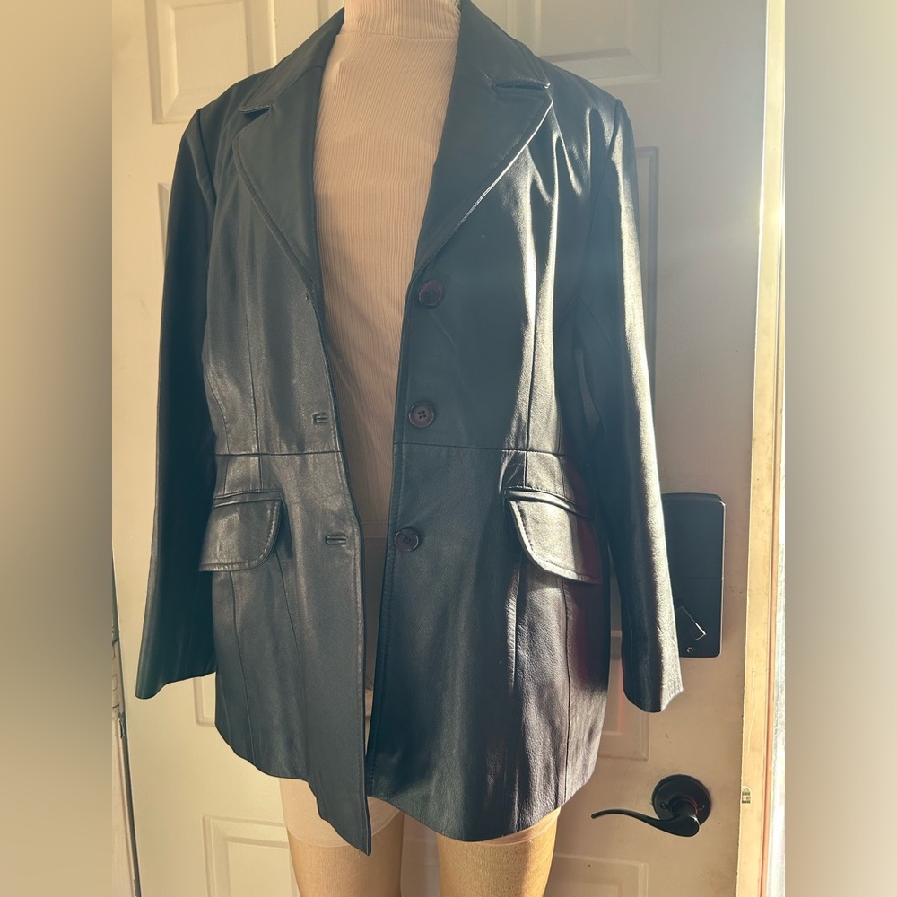 London Fog deep purple Leather Blazer